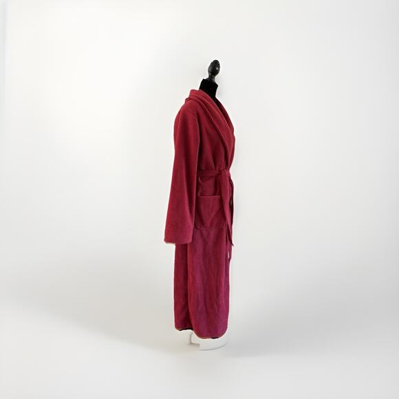 LL.Bean Winter Fleece Belted Robe - Medium - Red Plush Cozy Cabincore Loungewear - Picture 2 of 6
